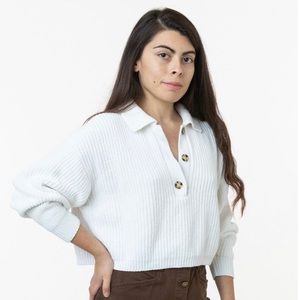 LA Apparel Fisherman Cropped Polo Sweater NWOT OS